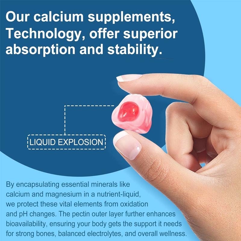OEM Dukungan Tulang Otot Kesehatan Kekebalan Vitamin D3 untuk Orang Dewasa Kalsium Sitrat Gummies