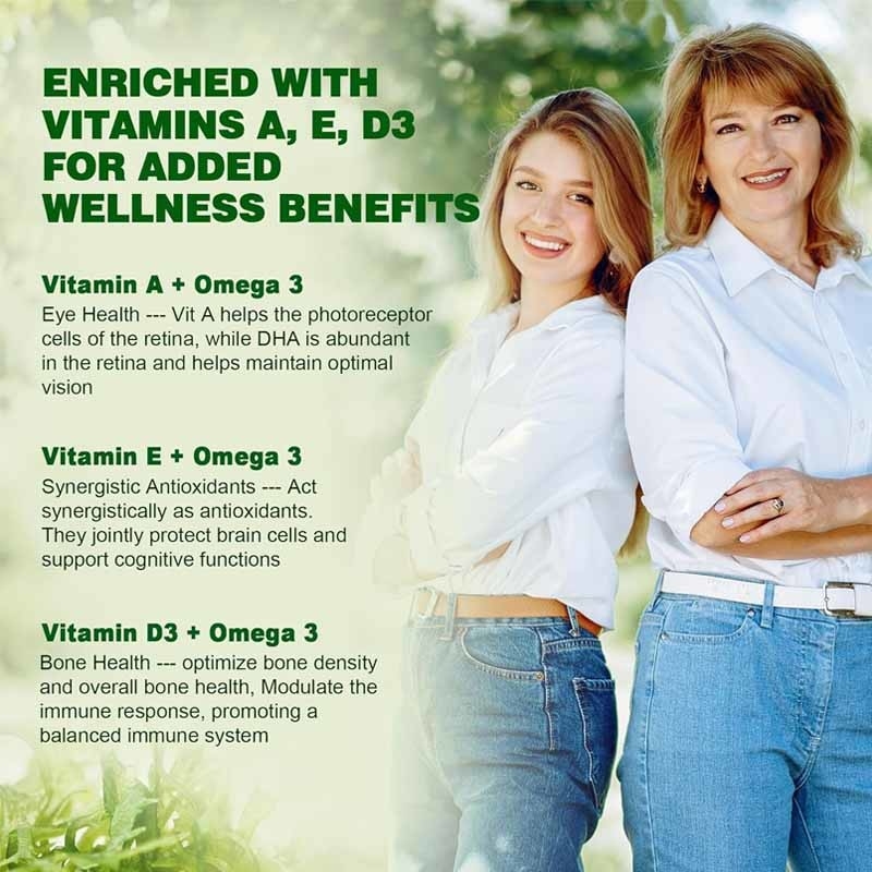 OEM Dukungan DHA Vitamin E A D3 untuk Otak Mata sendi ganggang Omega-3 2200mg Permen karet