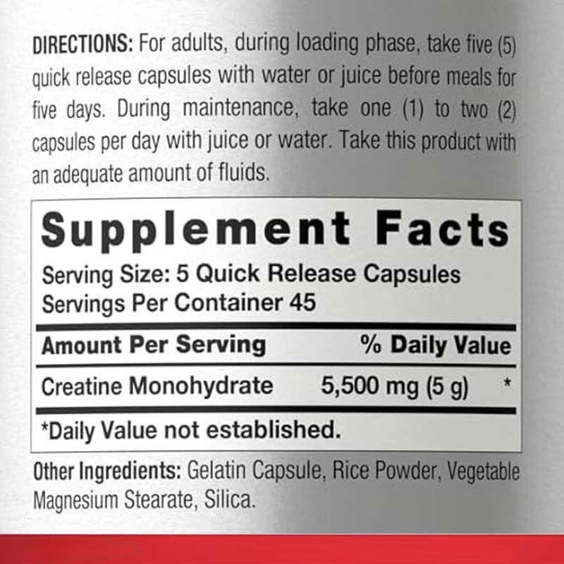 OEM Non-GMO Gluten Bebas Energi Dukungan Untuk Dewasa Creatine Monohydrate Kapsul