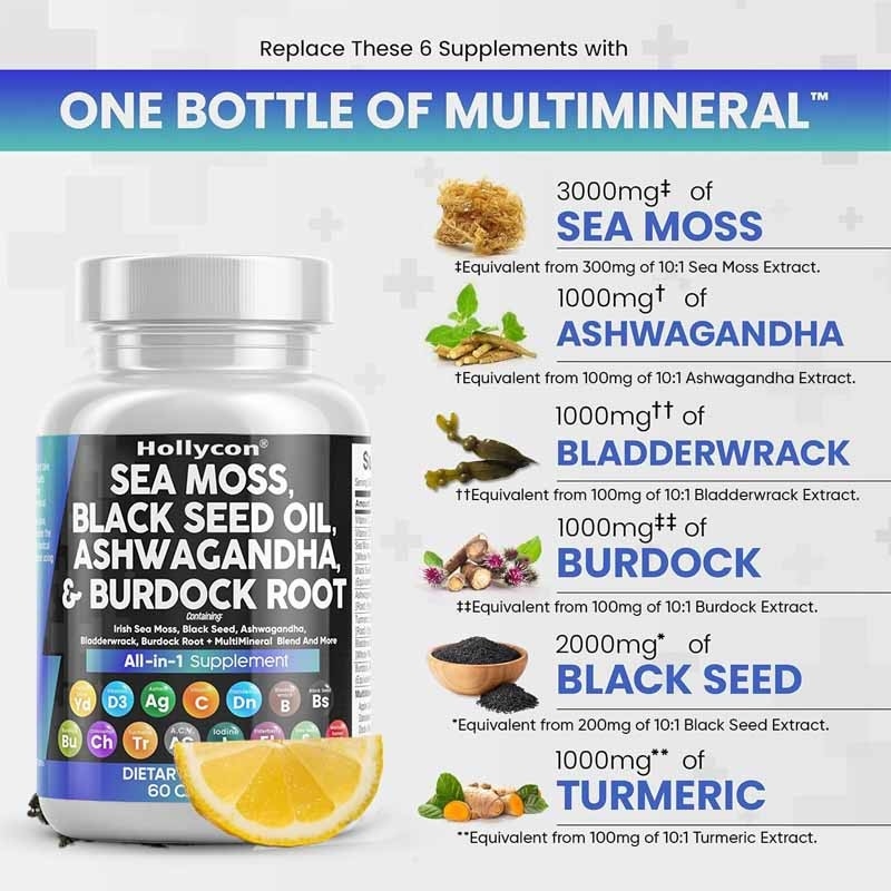 OEM Ashwagandha Kunyit Vitamin C D3 Untuk Dewasa Sea Moss Kapsul Minyak Biji Hitam