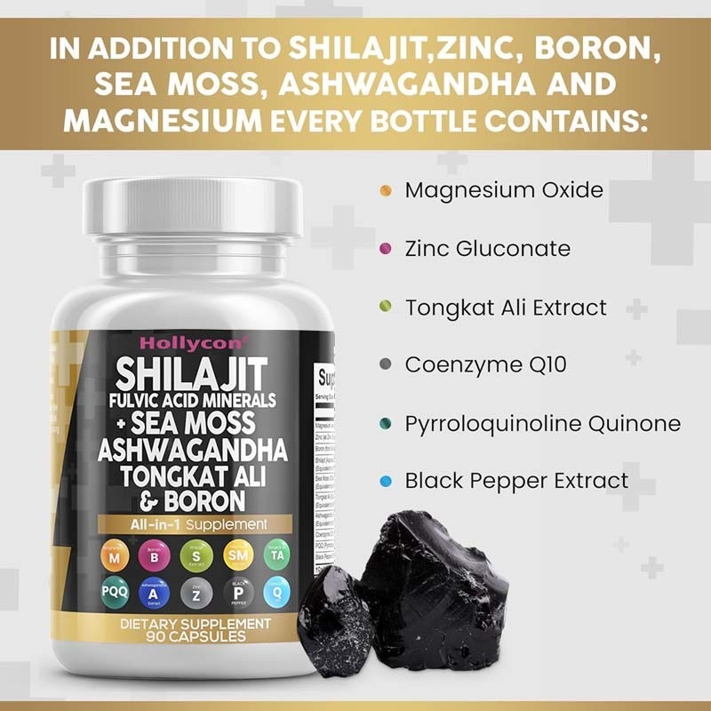 OEM Ashwagandha Tongkat Ali Boron Magnesium Untuk Pria Fulvic Acid Shilajit Kapsul
