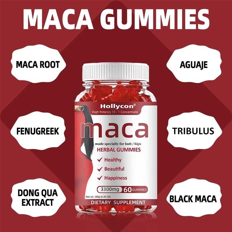 OEM Energi Mood Dukungan kekebalan tubuh dan keseimbangan hormon untuk wanita Maca Root Gummies