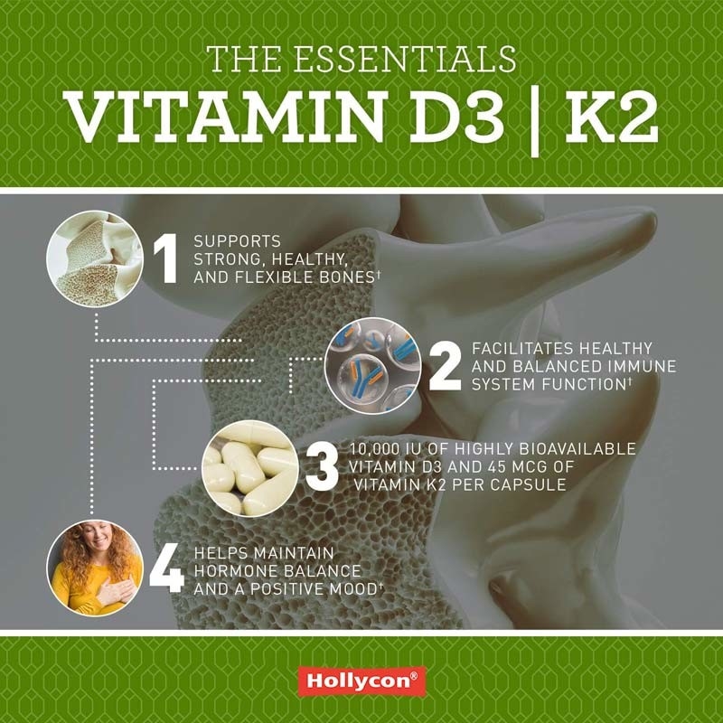 OEM Vegan Dukungan Kekebalan Vitamin D3+K2 MK7 Dietary Untuk Dewasa Vitamin D3 K2 Kapsul