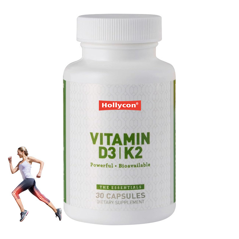 OEM Vegan Dukungan Kekebalan Vitamin D3+K2 MK7 Dietary Untuk Dewasa Vitamin D3 K2 Kapsul