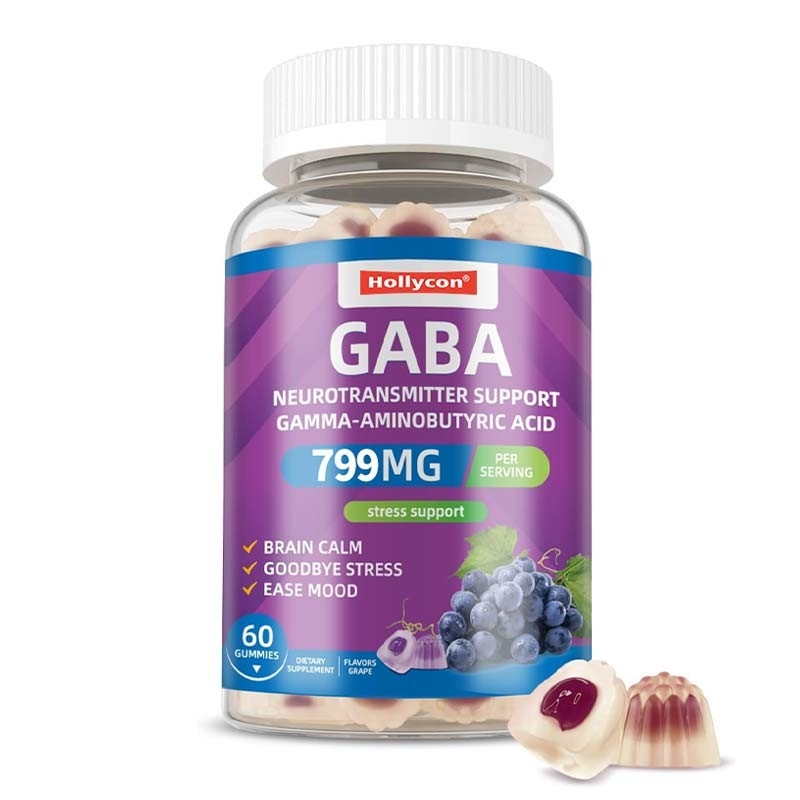 Pabrik GABA dengan L-Theanine 5-HTP Vitamin D3 B12 Penghilang Stres Permen karet tidur