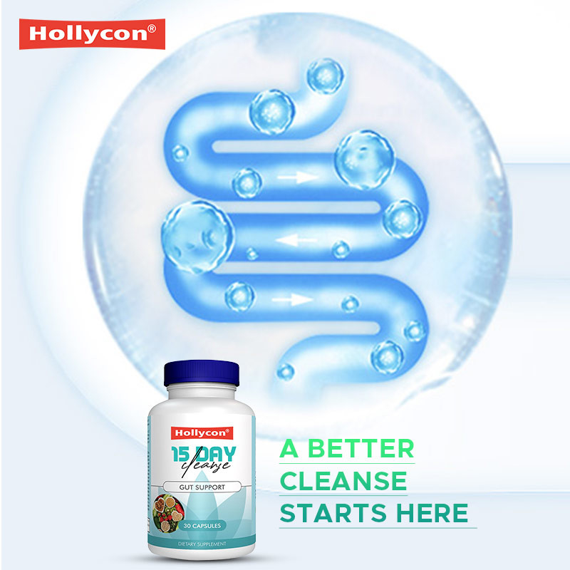 OEM Hollycon 15 Hari Pembersih Kapsul usus dan usus besar Senna Daun Dukungan Gut Pembersih Detox