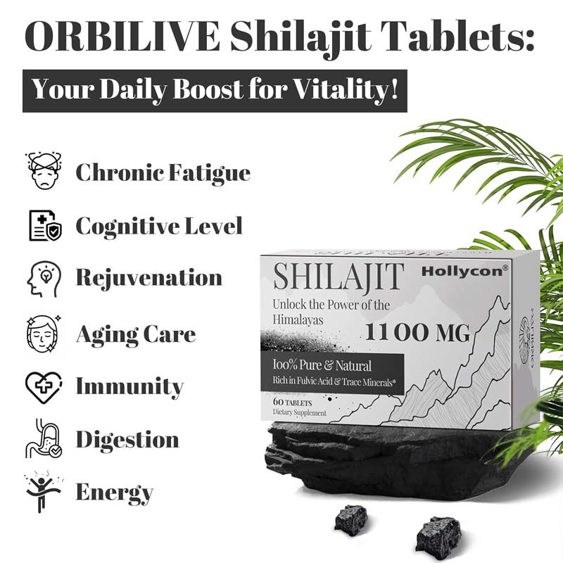 Shilajit Tablet Energi Dukungan Kekebalan Organik Shilajit untuk Pria dan Wanita