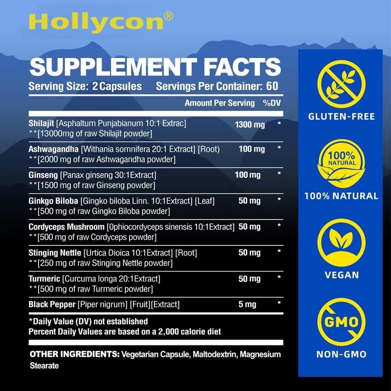Shilajit Kapsul 85+ Mineral Energi Dan Dukungan Kekebalan Untuk Pria Dan Wanita