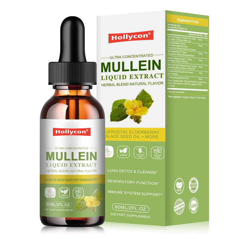 Gugur Mullen untuk Detox Paru-paru Membersihkan Ekstrak Daun Mullen Vegan Untuk Dewasa