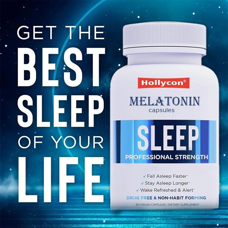 Supplier Melatonin Kapsul Bantuan Tidur untuk Dewasa Mempromosikan Suplemen Tidur dengan Magnesium Glycinate