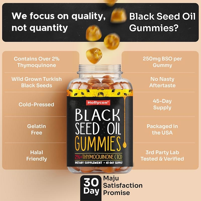 OEM Black Seed Oil Gummies Untuk Sendi Dukungan 500mg Black Seed Oil Gummies