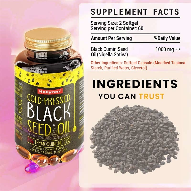Minyak Benih Hitam Softgels 1000mg Minyak Benih Kimun Hitam Untuk Dukungan Imun