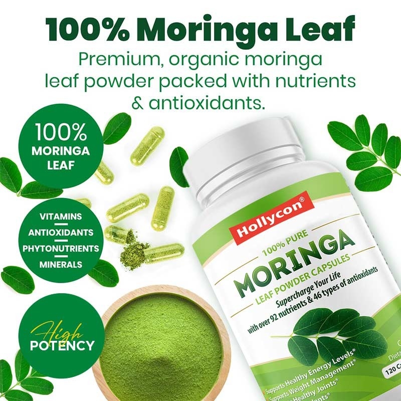 Kapsul Moringa Bubuk Moringa Organik Daun Moringa Dukungan Energi Metabolisme Pabrik Kekebalan