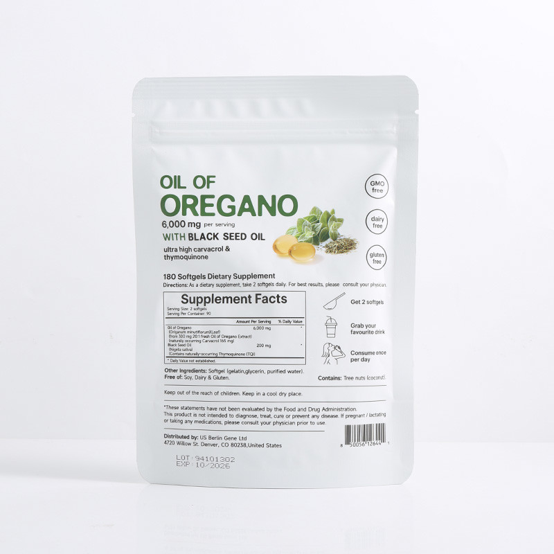 Minyak Oregano Organik Softgels 6000mg Minyak Oregano Softgels Untuk Dukungan Imun