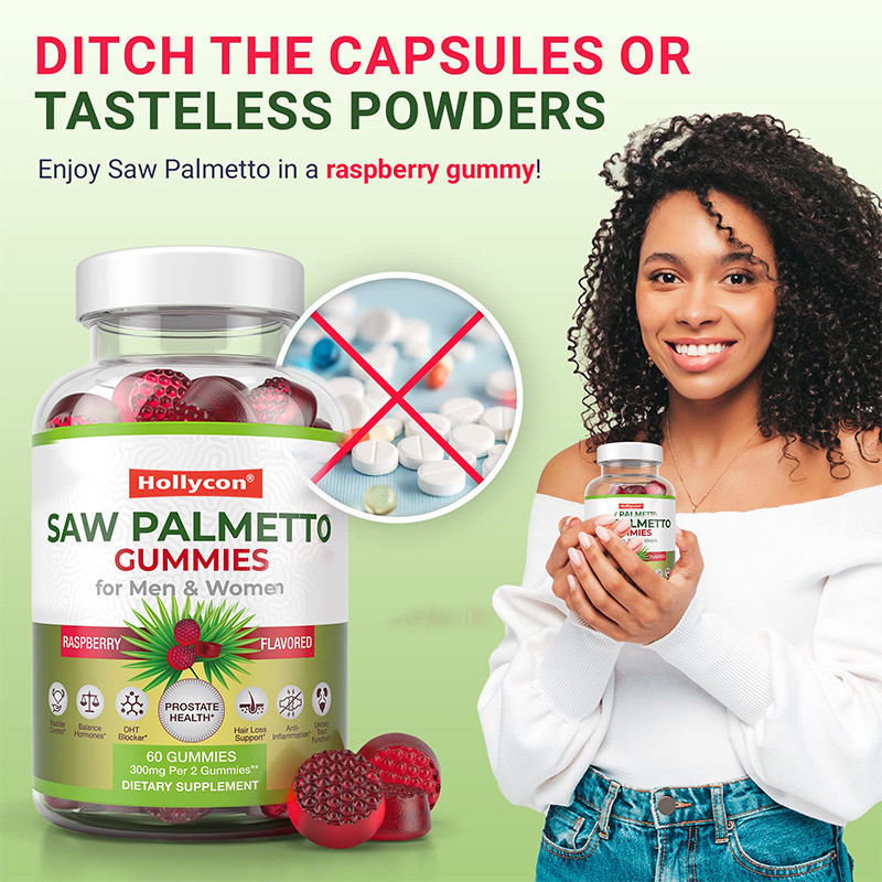 Saw Palmetto Gummies Untuk Pria Dan Wanita Keseimbangan Hormon Saw Palmetto Suplemen