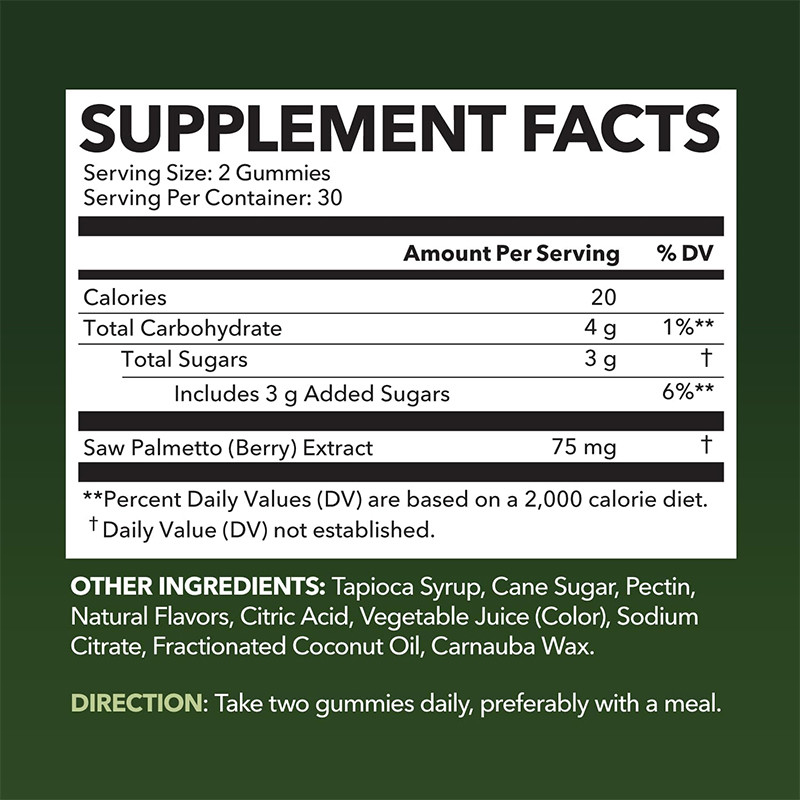 Saw Palmetto Gummies Untuk Kesehatan Kepala 75mg Saw Palmetto Extract Untuk Dukungan Rambut