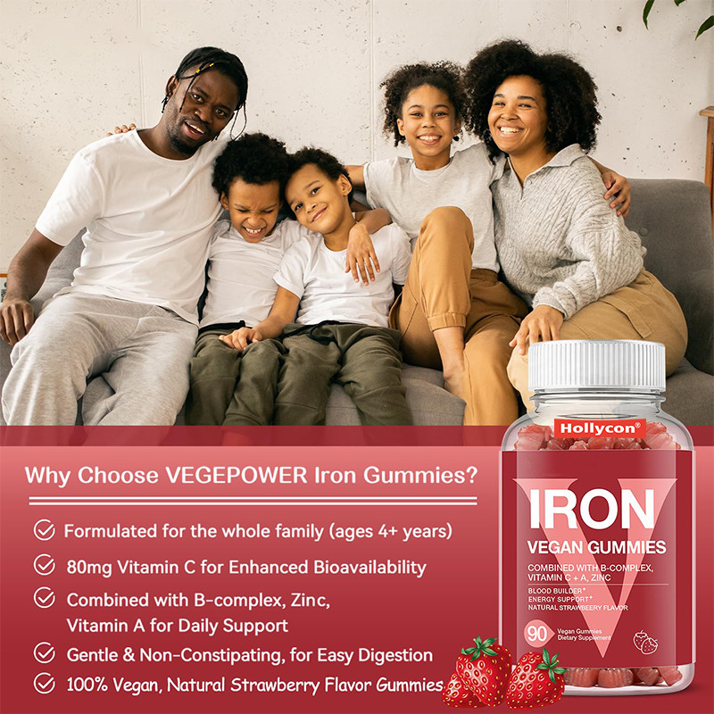 Iron Vegan Gummies Untuk Dewasa 60mcg Folic Acid Iron Gummies Untuk Dukungan Energi