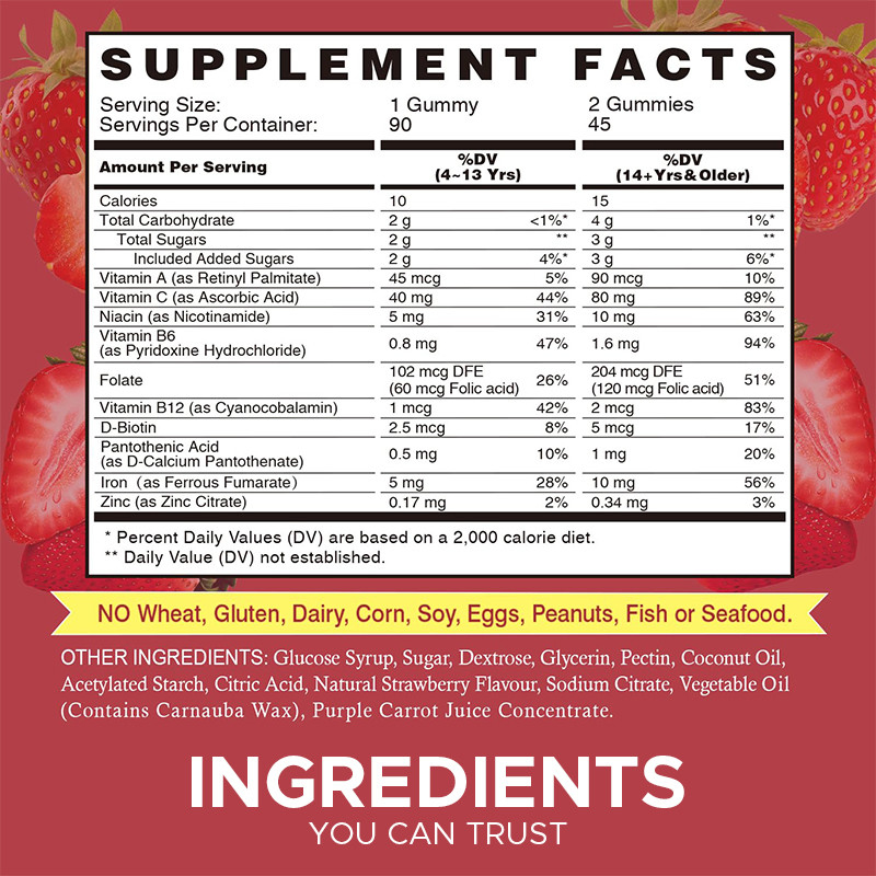 Iron Gummies Untuk Pria dan Wanita Iron Vegan Gummies Untuk Produk Sel Merah