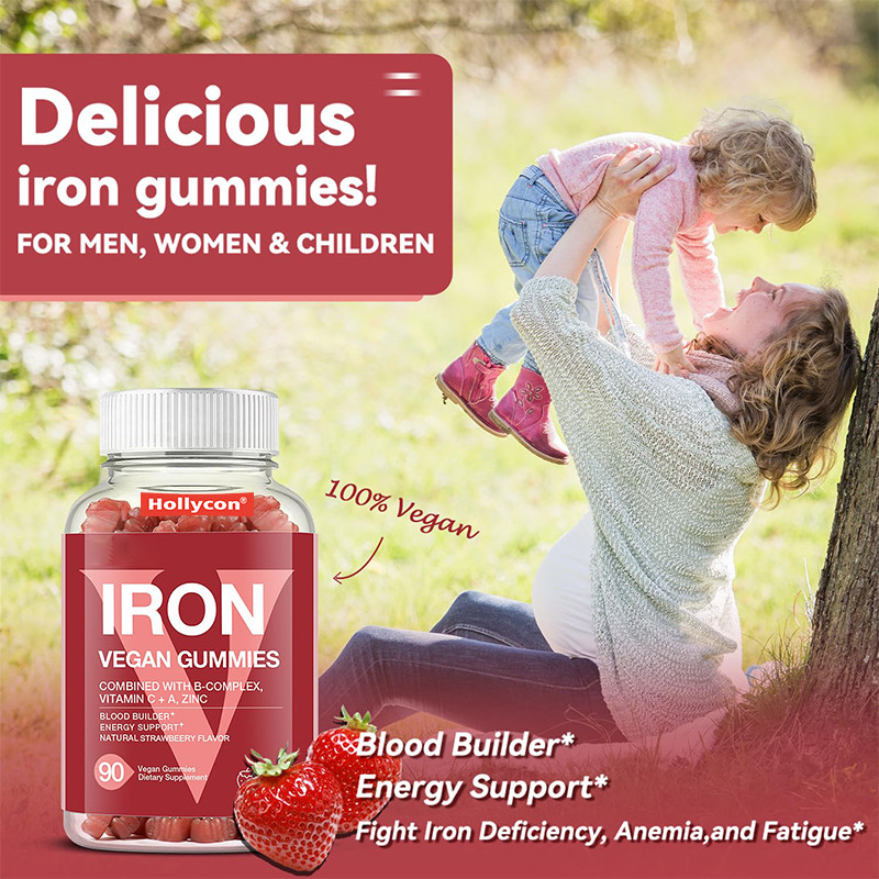 Iron Gummies Untuk Pria dan Wanita Iron Vegan Gummies Untuk Produk Sel Merah