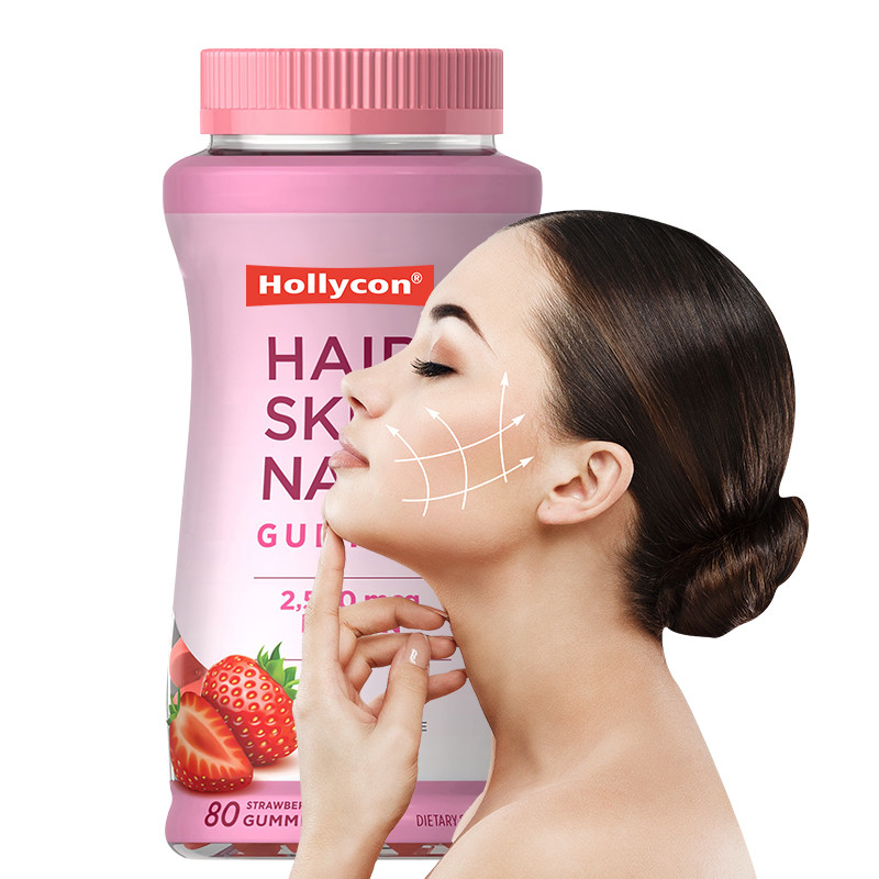 Rambut Kulit Dan Kuku Permen karet Untuk Pertumbuhan Rambut 2500mcg Biotin Permen karet Untuk Wanita