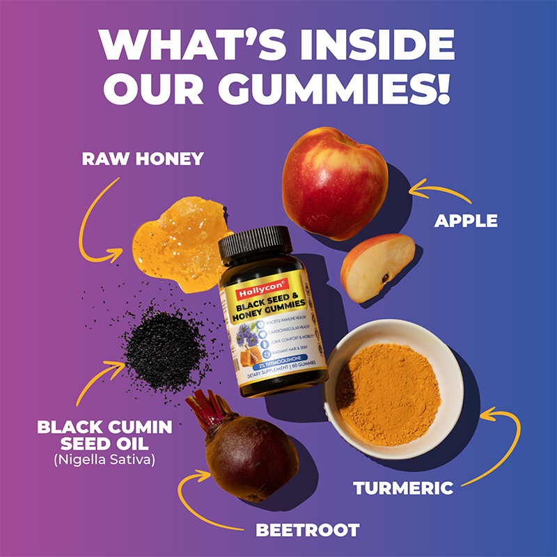 Minyak Benih Hitam Dan Madu Gummies 200mg Ekstrak Minyak Benih Hitam Untuk Dukungan Imun