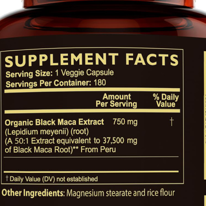 Kapsul Akar Maca Untuk Meningkatkan Stamina 750mg Ekstrak Maca Hitam Untuk Memberikan Energi