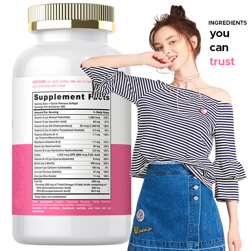 Multivitamin Softgels Untuk Wanita Untuk Sistem Imun Vitamin Sehari Untuk Wanita