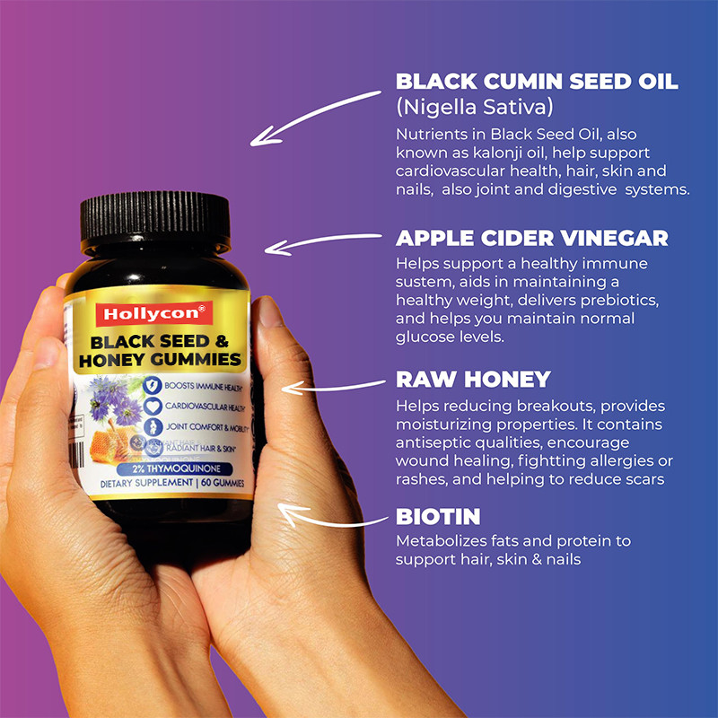 Minyak Benih Hitam Dan Madu Gummies 200mg Ekstrak Minyak Benih Hitam Untuk Dukungan Imun