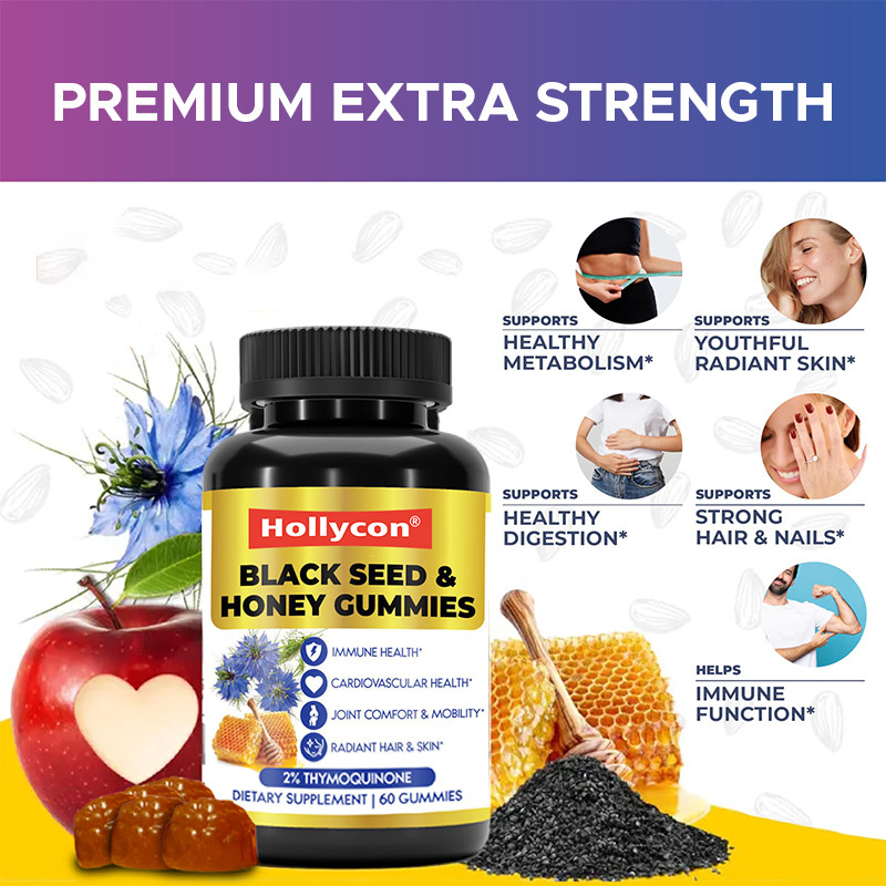 Minyak Benih Hitam Dan Madu Gummies 200mg Ekstrak Minyak Benih Hitam Untuk Dukungan Imun