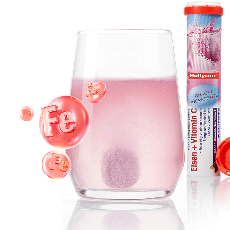 OEM Besi Dan Vitamin C Effervescent Tablet Untuk Besi Dukungan Suplemen Besi
