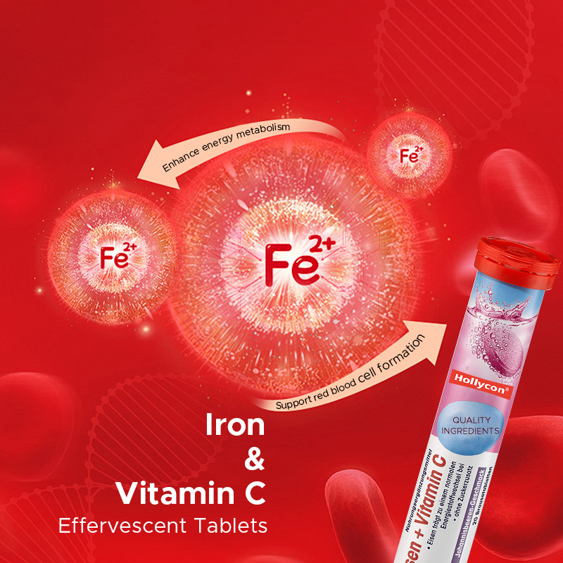 OEM Besi Dan Vitamin C Effervescent Tablet Untuk Besi Dukungan Suplemen Besi