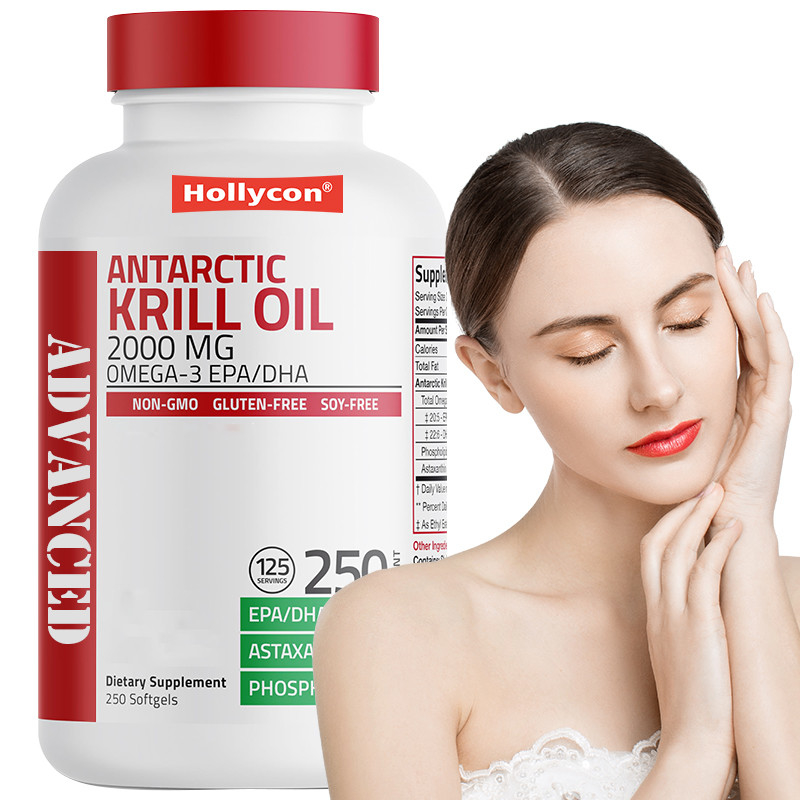 Minyak Krill Antartika Untuk Mendukung Kesehatan Umum 2000mg Minyak Krill Antartika Softgels