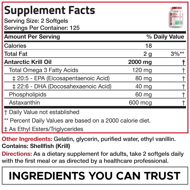 Minyak Krill Antartika Untuk Mendukung Kesehatan Umum 2000mg Minyak Krill Antartika Softgels
