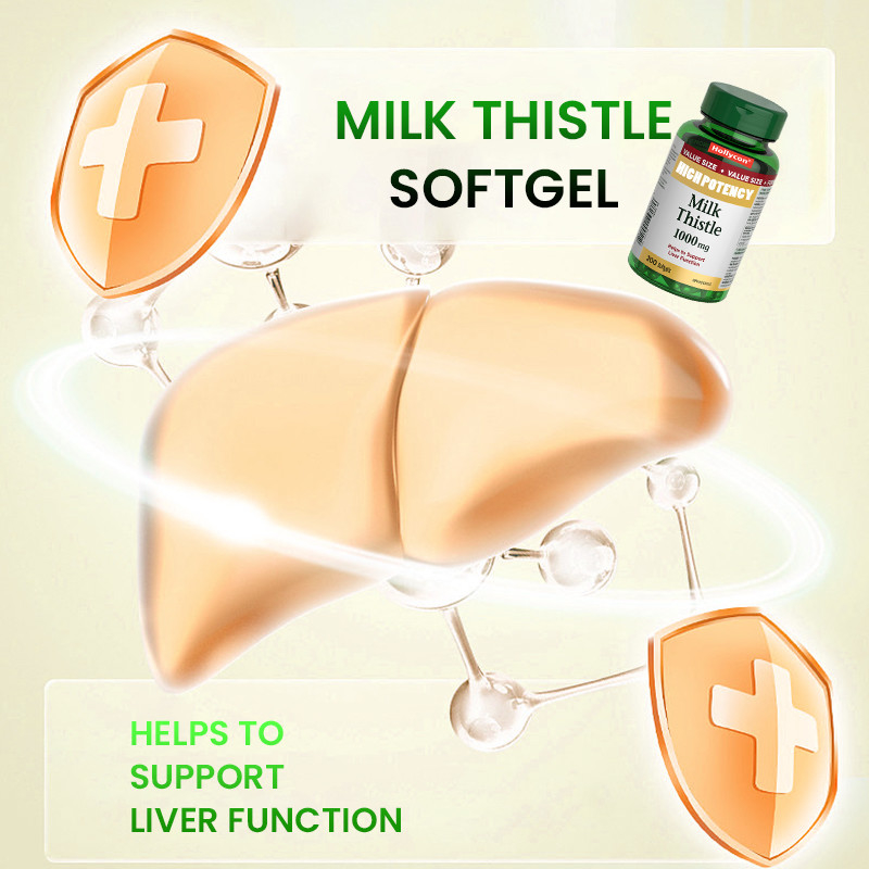 OEM Softgels Thistle Susu Untuk Dukungan Fungsi Hati 1000mg Softgels Thistle Susu