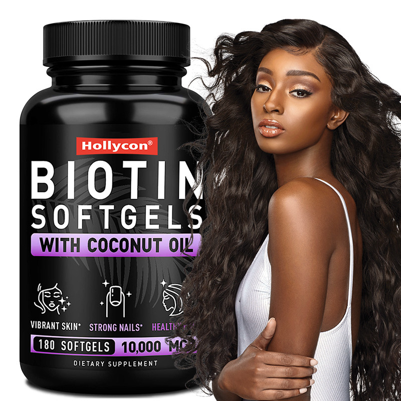 OEM Biotin Softgels Untuk Kuku Kuat Biotin Dengan Minyak Kelapa Untuk Rambut Biotin Softgels