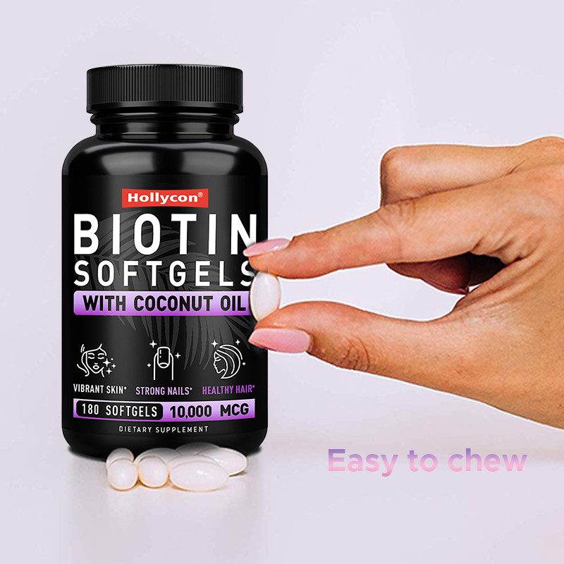 OEM Biotin Softgels Untuk Kuku Kuat Biotin Dengan Minyak Kelapa Untuk Rambut Biotin Softgels