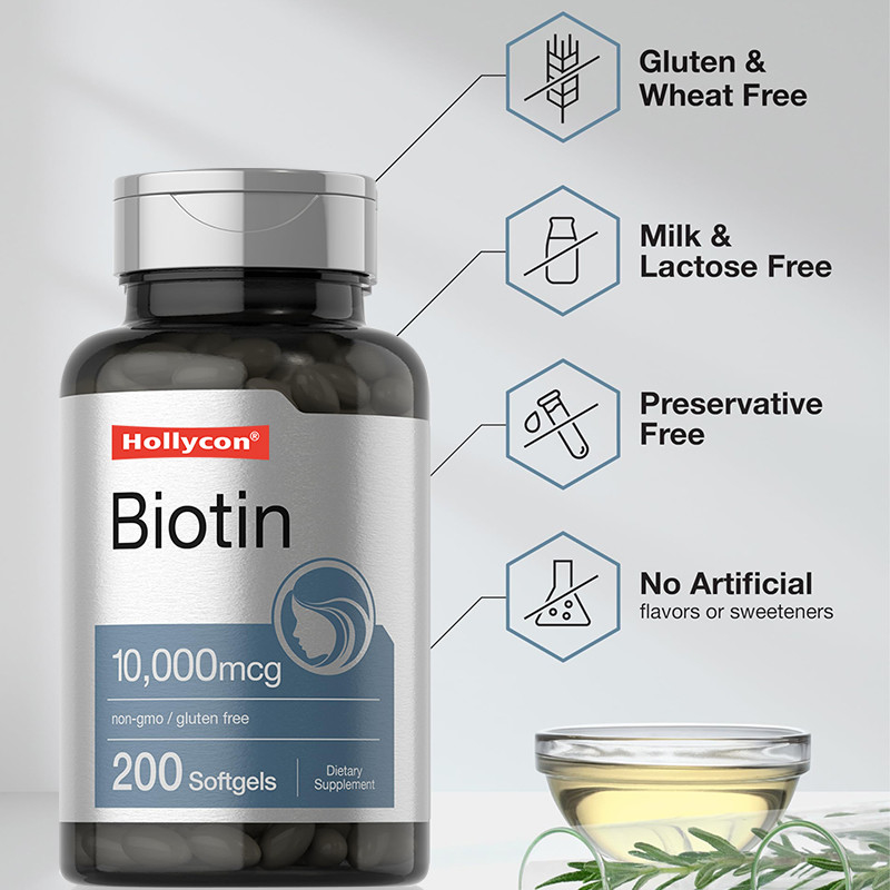 Suplemen Biotin Untuk Kesehatan Rambut 10.000mcg Biotin Softgels Untuk Kesehatan Rambut Dan Kuku