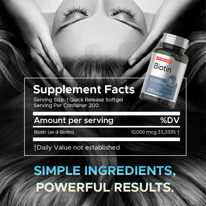 Suplemen Biotin Untuk Kesehatan Rambut 10.000mcg Biotin Softgels Untuk Kesehatan Rambut Dan Kuku