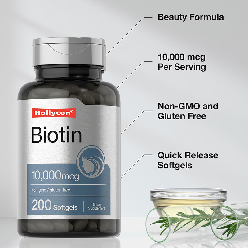 Suplemen Biotin Untuk Kesehatan Rambut 10.000mcg Biotin Softgels Untuk Kesehatan Rambut Dan Kuku