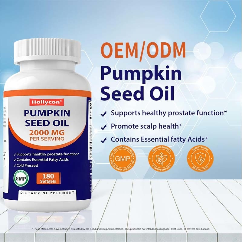 OEM Pumpkin Seed Oil Softgels Untuk Mempromosikan Kesehatan Kepala 2000 mg Pumpkin Seed Oil