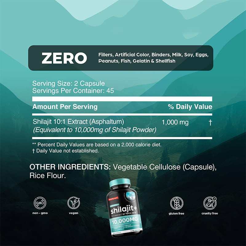 OEM Pure Himalayan Shilajit 10000mg Kapsul Shilajit Organik Untuk Dukungan Kekebalan
