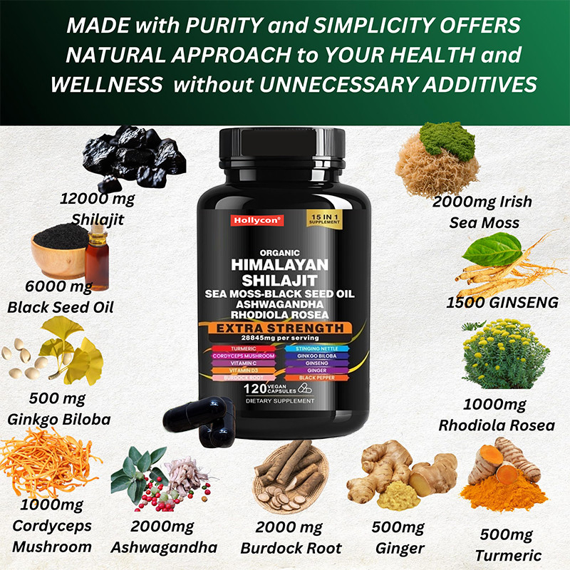 OEM Organik Murni Himalaya Shilajit Kapsul Untuk Dukungan Imun Kapsul Shilajit