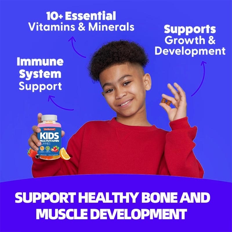 OEM Multivitamin Gummies Dengan Vitamin D Untuk Otot Otot & Dukungan Kekebalan Makan Vitamin Gummies Anak-anak Multivitamin Gummies