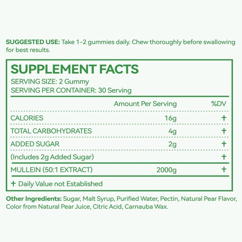 Ekstrak Daun Mullet Premium Untuk Paru-paru 2000mg Mullet Gummies Paru-paru Detox Pernafasan Digestif Dukungan Imun