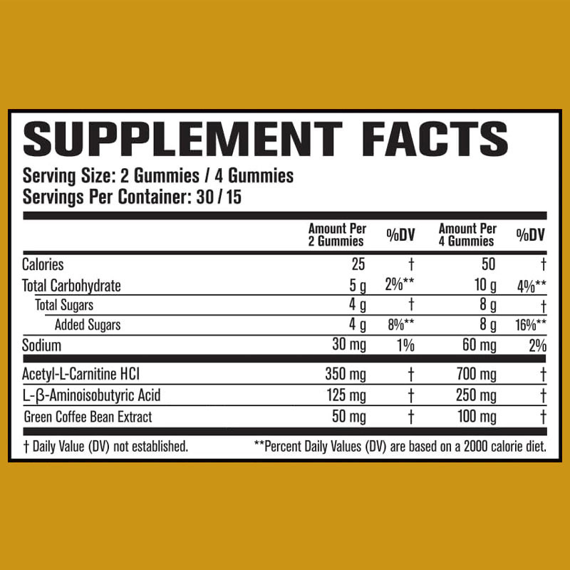 OEM Thermogenic Fat Burner & Appetite Suppressant Gummies dengan Acetyl-L-Carnitine HCL, MitoBurn, Gummies penurunan berat badan