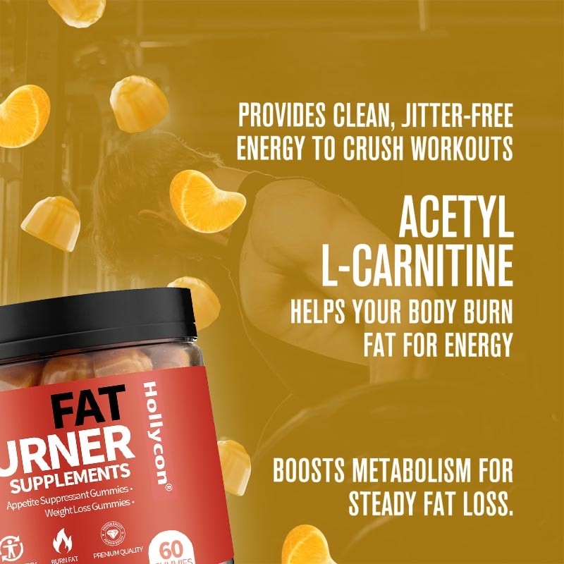 OEM Thermogenic Fat Burner & Appetite Suppressant Gummies dengan Acetyl-L-Carnitine HCL, MitoBurn, Gummies penurunan berat badan