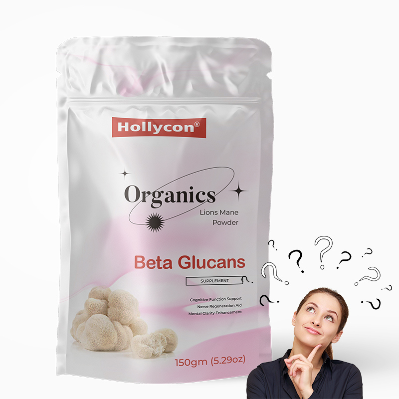 Serbuk suplemen ekor singa organik dengan 100% ekstrak tubuh buah dan 30% beta-glukan untuk dukungan kognitif - 150 gram per kantong