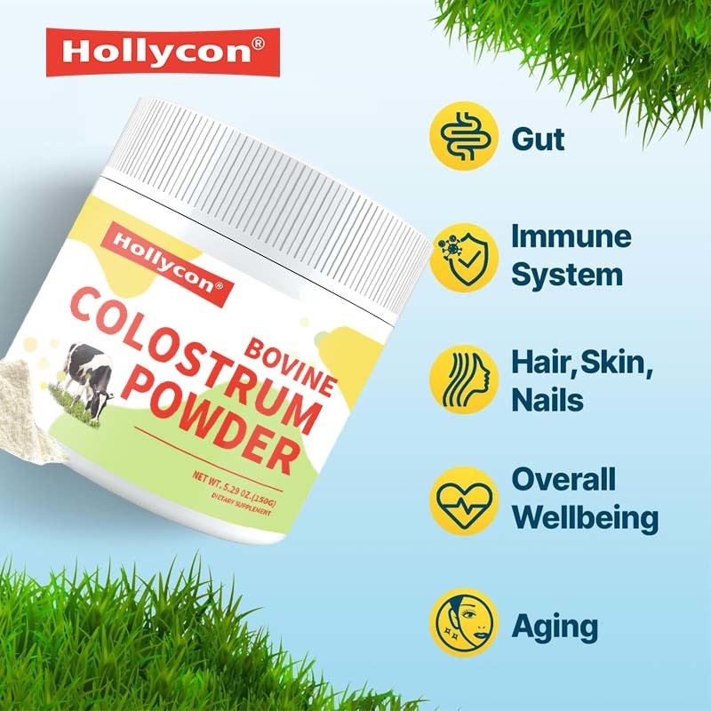 OEM Premium Grass Fed Bovine Colostrum Supplement Powder Gut Hair Growth Beauty Immune 60% IgG 3000 mg Bovine Colostrum Powder