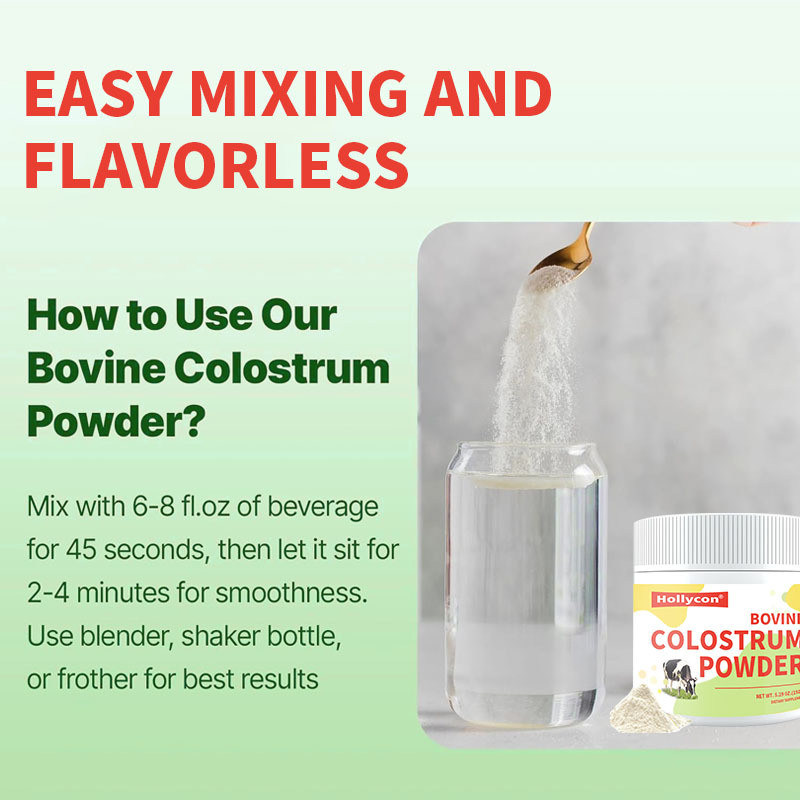 OEM Premium Grass Fed Bovine Colostrum Supplement Powder Gut Hair Growth Beauty Immune 60% IgG 3000 mg Bovine Colostrum Powder