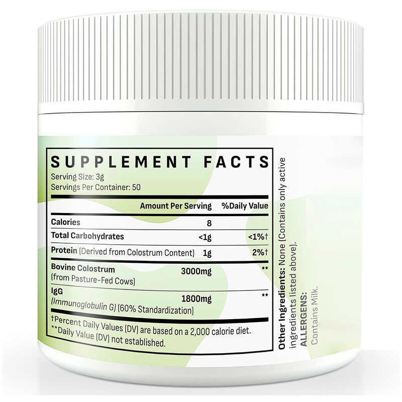 OEM Premium Grass Fed Bovine Colostrum Supplement Powder Gut Hair Growth Beauty Immune 60% IgG 3000 mg Bovine Colostrum Powder